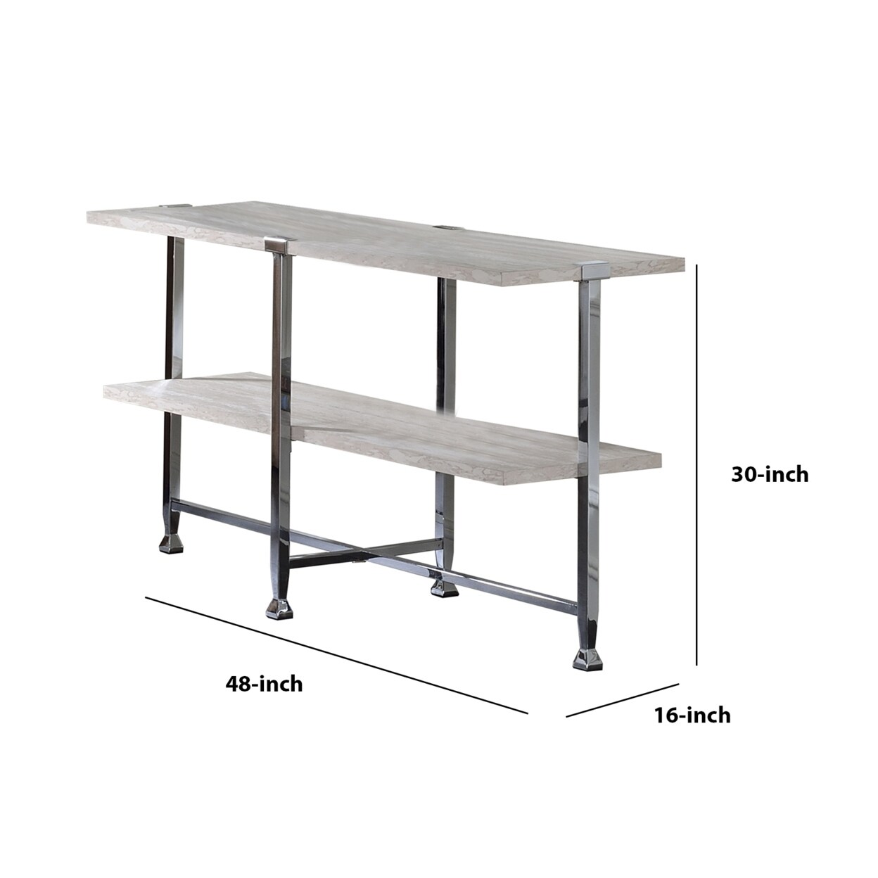 Sofa Table With X Shaped Metal Base And 2 Storage Shelves Sofa Table With X Shaped Metal Base And 2 Storage Shelves