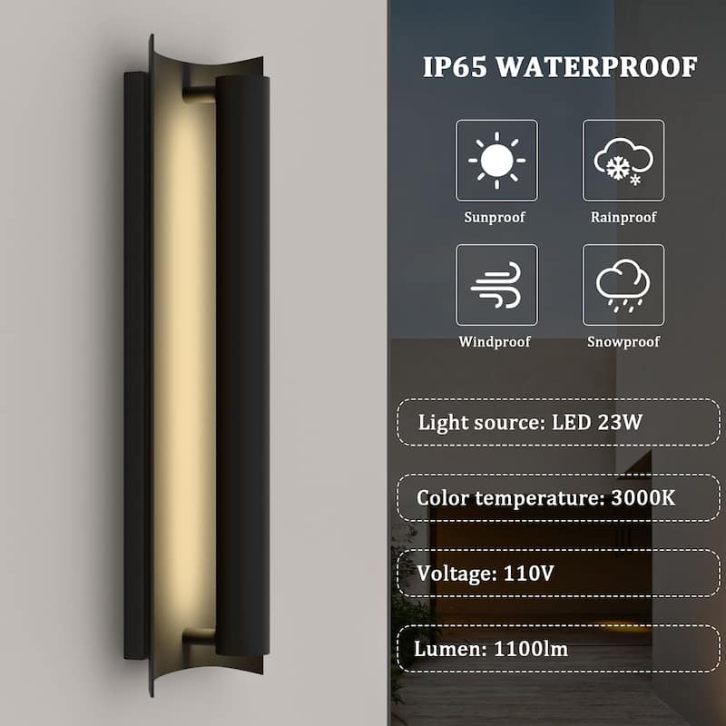 Black Modern/Contemporary LED Outdoor Wall Lantern Sconce