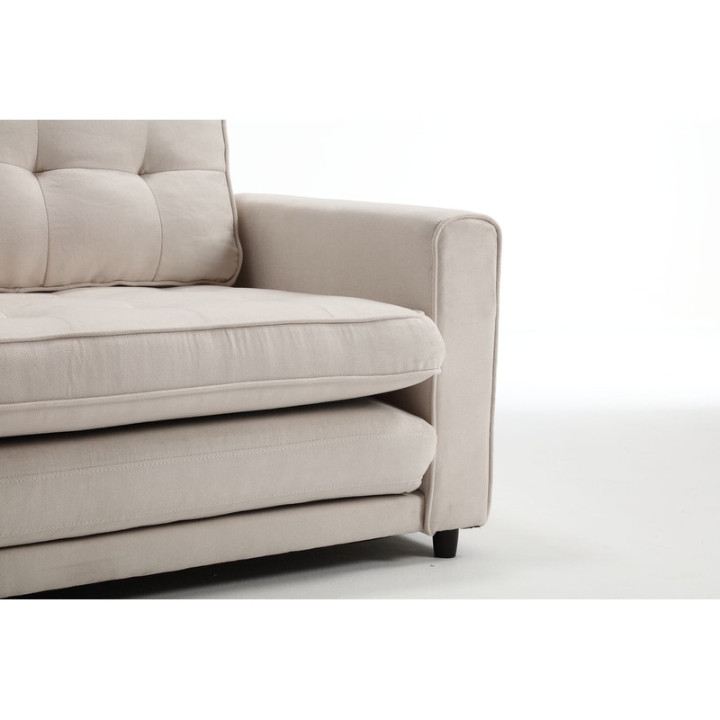 Modern Convertible Velvet Loveseat Sofa Sleeper Sofa Bed with 2 Pillows