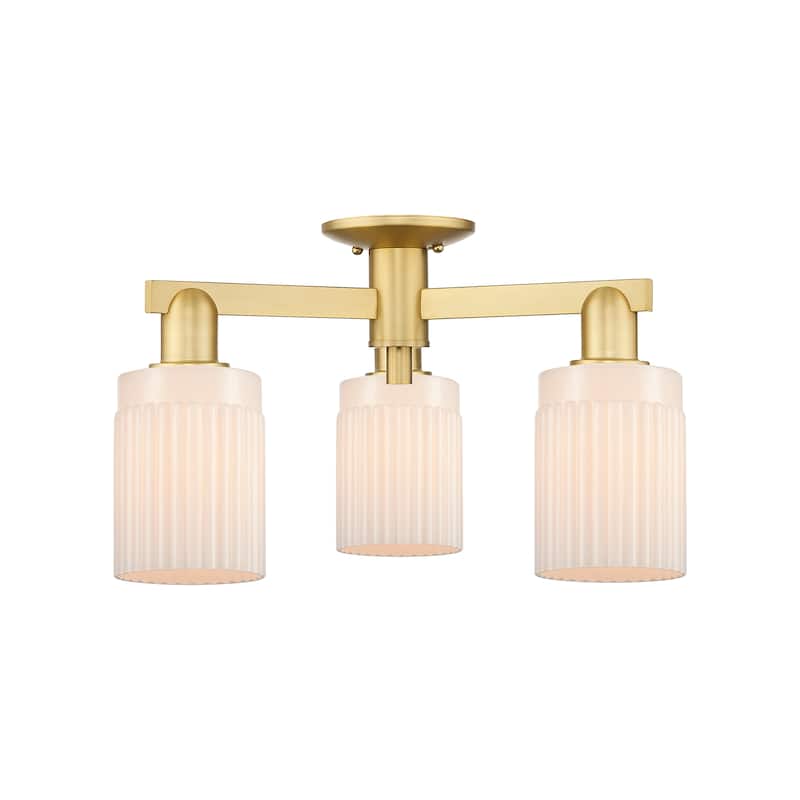 Innovations Lighting Endless Possibilities Arcadia - Hadley - 3 Light 22" Semi-Flush Mount - Satin Gold/Matte White