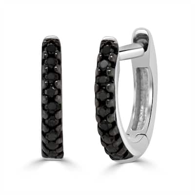 Joelle Collection Diamond Huggie Earrings 14K Gold with Black Diamonds