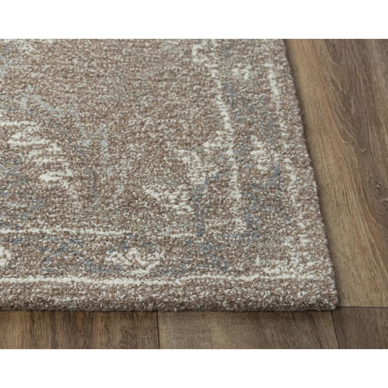 Alora Decor Peace Beige and Cream Geometric Hand-tufted Wool Rug