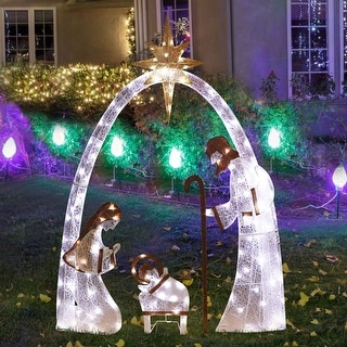 VEIKOUS Nativity Scene Christmas Yard Decorations with LED Lights ...