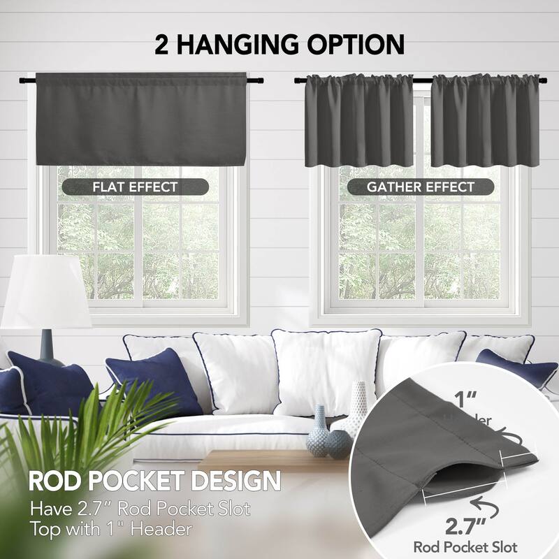 Deconovo Cafe Curtains Rod Pocket Window Short Drapes Tier Pair
