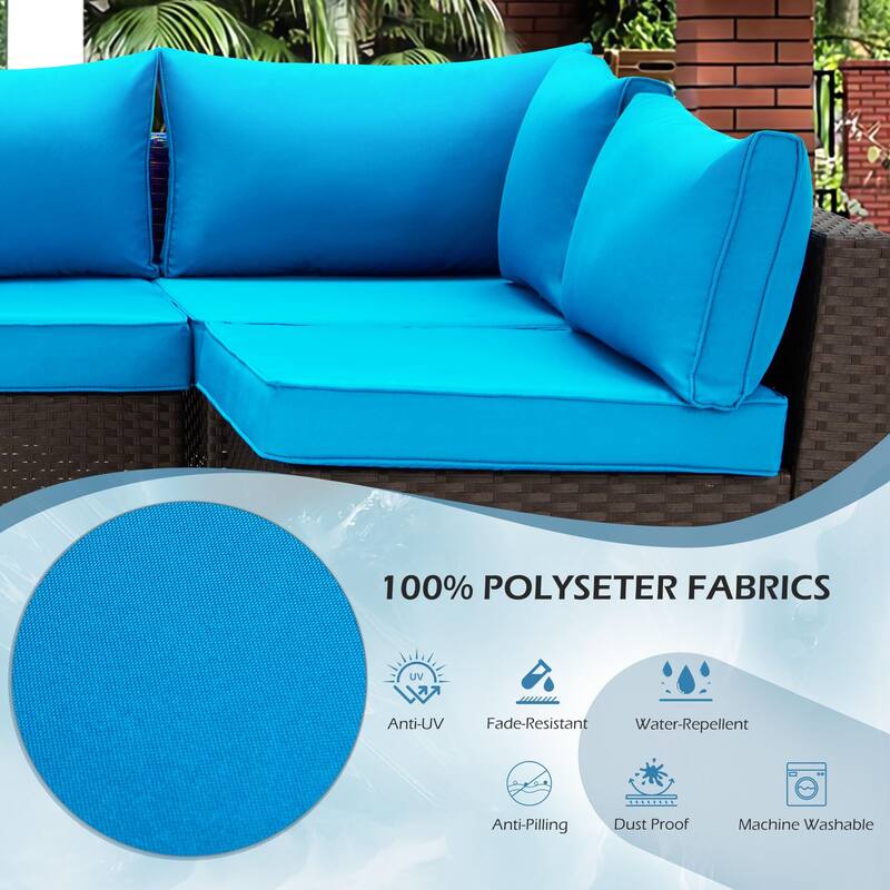 Outdoor Replacement Cushions for Patio Furniture, Waterproof & Non-Slip 4" Sofa Cushions, 6-Seat Conversation Sets, UV-Resistant