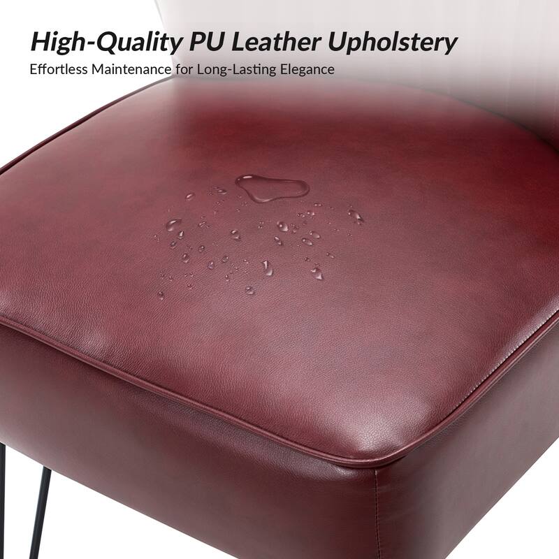 Donia Modern Faux Leather Armless Wingback Side Chair with Metal Legs Set of 2 by HULALA HOME