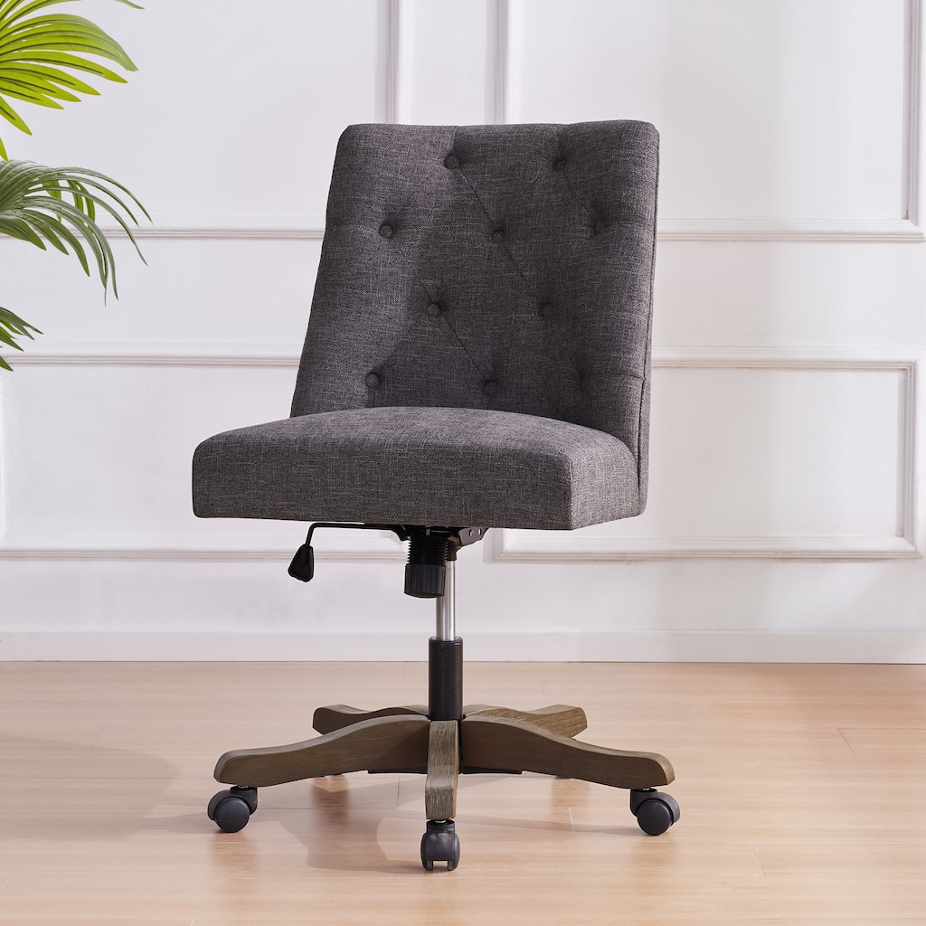 Armless Home Office Chair, 360° Swivel Upholstered Desk Chair, Adjustable Height Computer Task Chair with Wheels