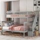 preview thumbnail 2 of 8, Gray Twin over Full Stairway Bunk Bed with Storage Staircase