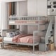 preview thumbnail 1 of 20, Modern Design Twin over Full Bunk Bed with Full-Length Guardrail,Storage Stairway with Shelf,Wood Versatile Bed Gray