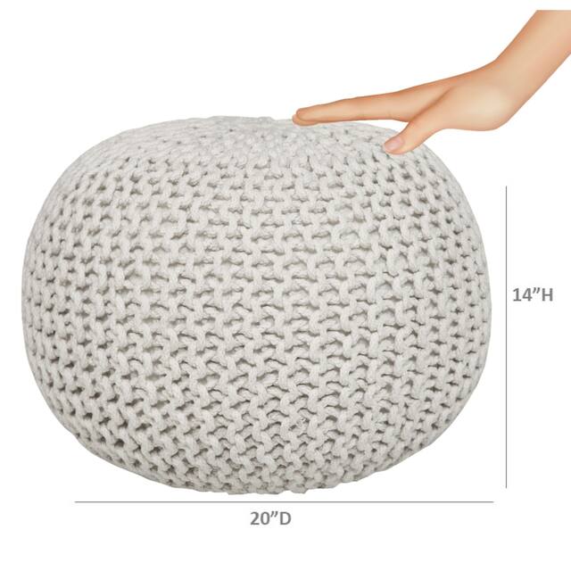 AANNY Designs Lychee Knitted Cotton Round Pouf Ottoman
