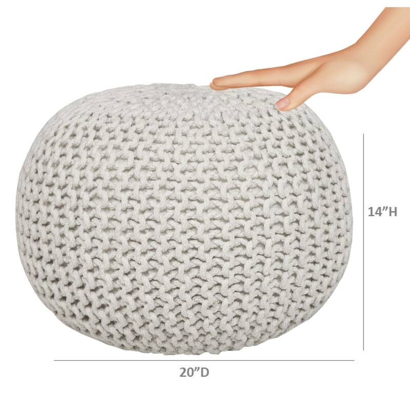 AANNY Designs Lychee Knitted Cotton Round Pouf Ottoman
