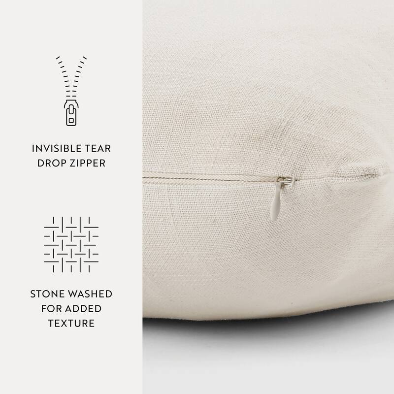 Washed and Distressed Cotton Decor Throw Pillow in Stone Washed