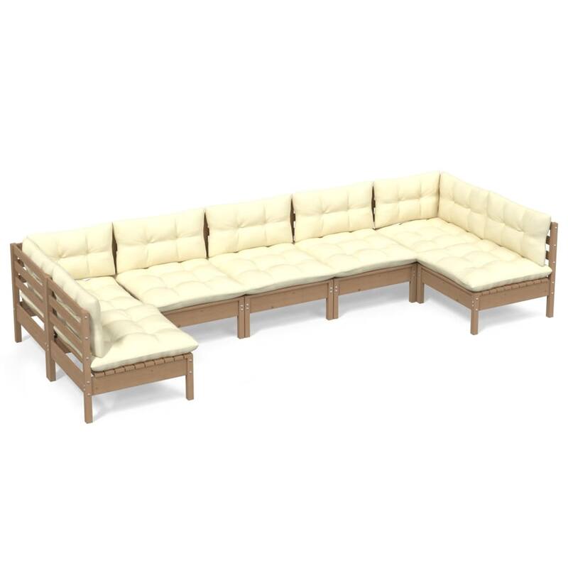 vidaXL Solid Pinewood Patio Lounge Set 9 Piece with Cushions Multi Colors