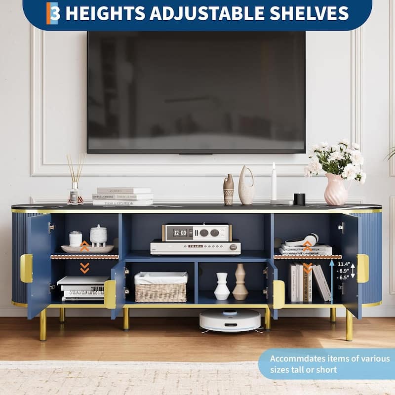 70in Fluted TV Stand Entertainment Center Media TV Console for Living Room - N/A