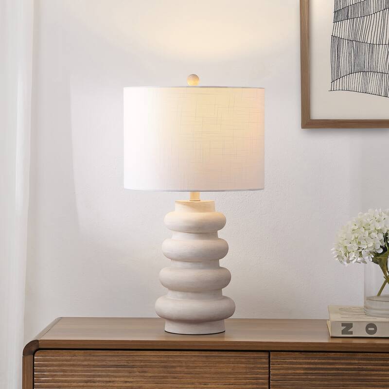 Juniper 26" Modern Minimalist Resin Stacked Ovoid LED Lamp - Antique White