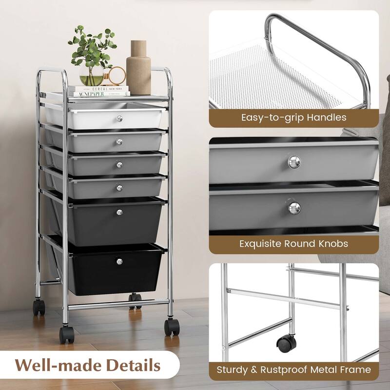 Costway 6 Drawer Rolling Storage Cart Scrapbook Paper Office Organizer
