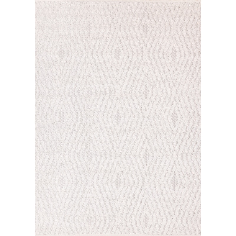 White Diamond Trellis Design Looped Area Rug