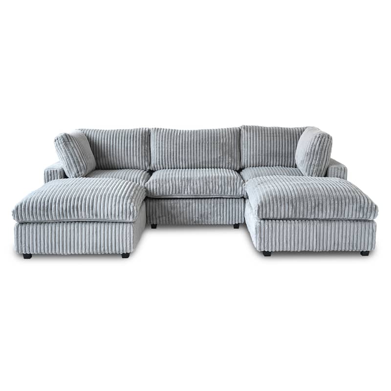 Soft Plush Upholstered Modular Sectional Sofa U-shaped Down Filled Living Room Couch-5 Seaters/6 Seaters