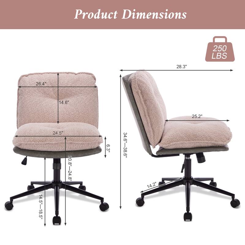 Oversize Seat Cirss Cross Chair with Wheels, Elegant Design Computer Chair, Adjustable Height 360° Rolling Swivel Chair