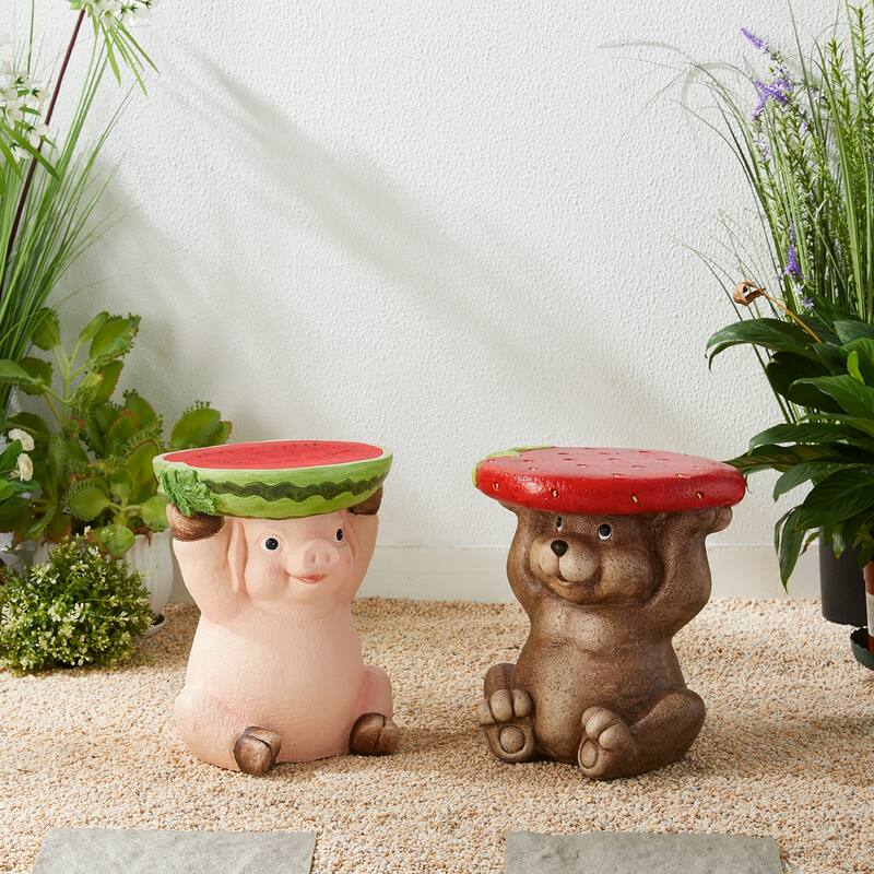 Glitzhome 12.5"H Decorative Garden Stool or Planter Stand