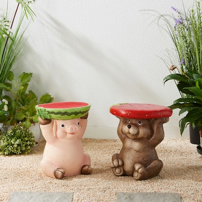 Glitzhome 12.5"H Decorative Garden Stool or Planter Stand