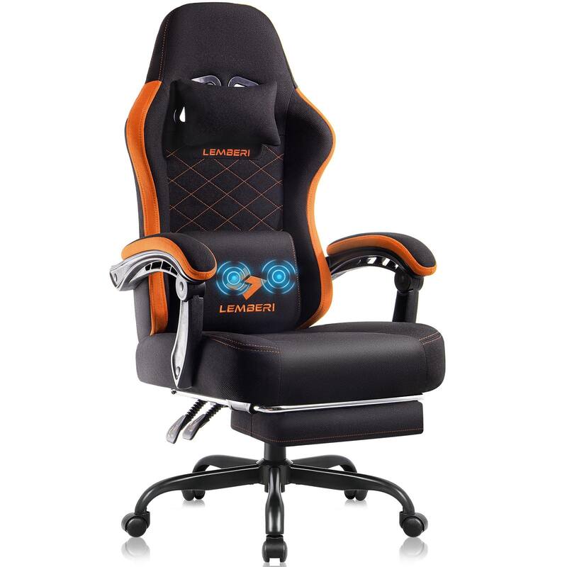 Bossin Gaming Chairs with Footrest, Big and Tall Chair 350lb Capacity, Racing Style Computer Chair with Ergonomic Lumbar Support - Orange