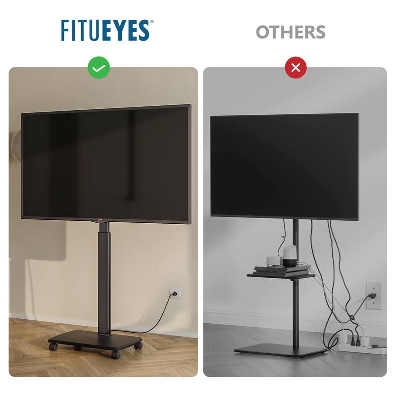 FITUEYES Rolling TV Stand with Power Strip for 32 - 65 Inch TVs