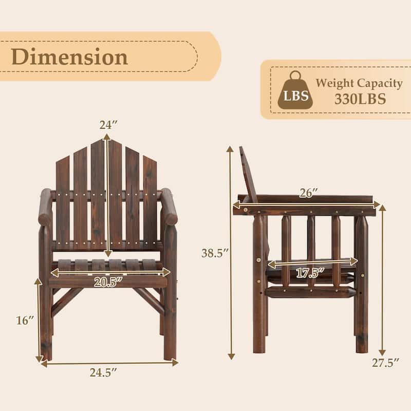 Costway 1/2/4 PCS Outdoor Wood Armchair with Armrests and Reclined - See Details