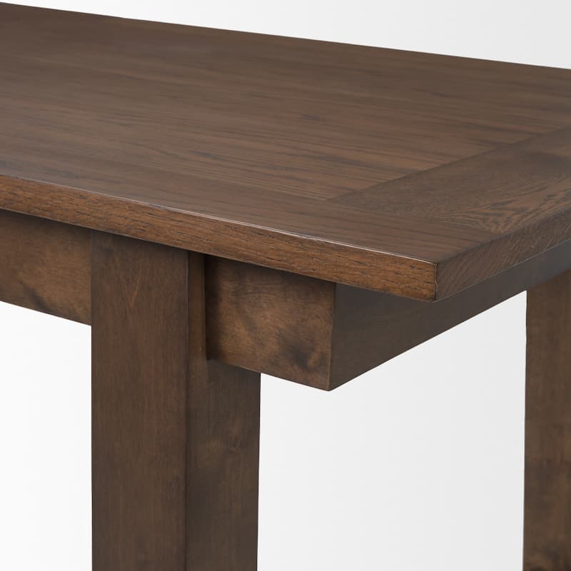 HomeRoots 106" Dark Brown Solid Wood Self-Storing Leaf Sled Base Extendable Dining Table - 106.25 in. x 30.75 in. x 39.25 in.