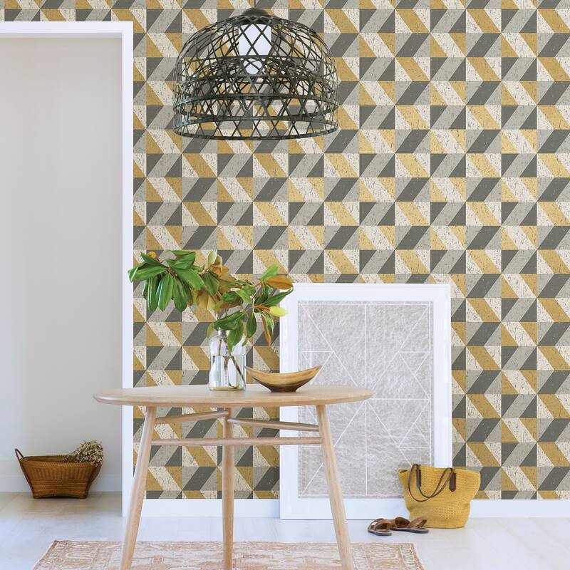 A-Street Prints Cerium Metallic Concrete Geometric Wallpaper
