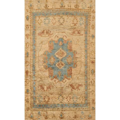 Indoor/ Outdoor Geometric Oriental Oushak Area Rug Hand-knotted Carpet - 5'0" x 8'0"
