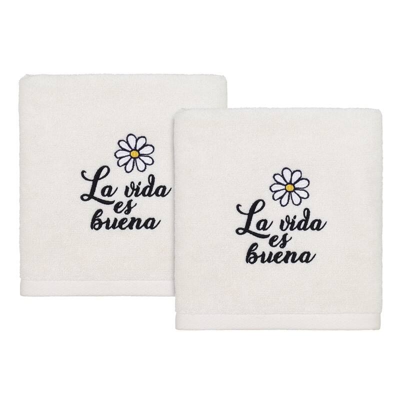 Avanti Life is Good Embroidered Hand Towel 2 Pack