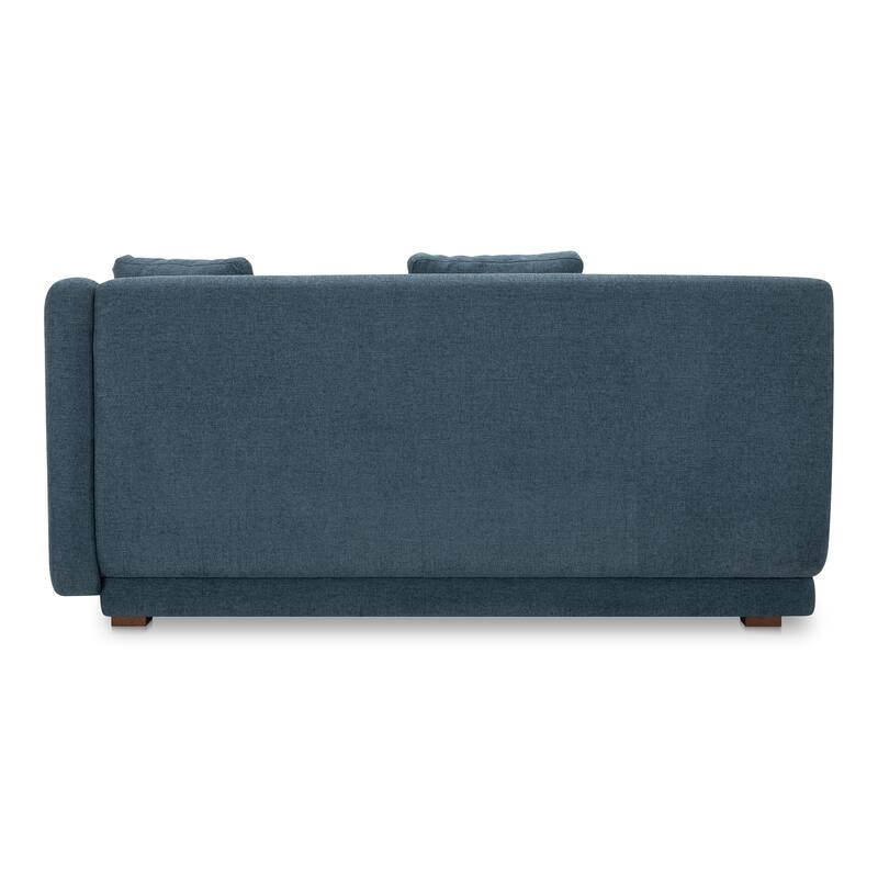 NADAAL STUDIOS Solace Left Arm Facing Modular Sofa, Deep Foam & Fiber Cushioning, Plinth Base, Two Toss Cushions, White