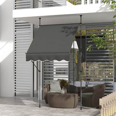 Outdoor Retractable Patio Awning with Adjustable Height Shade and Strong Metal Frame - 59" W x 47.25" D
