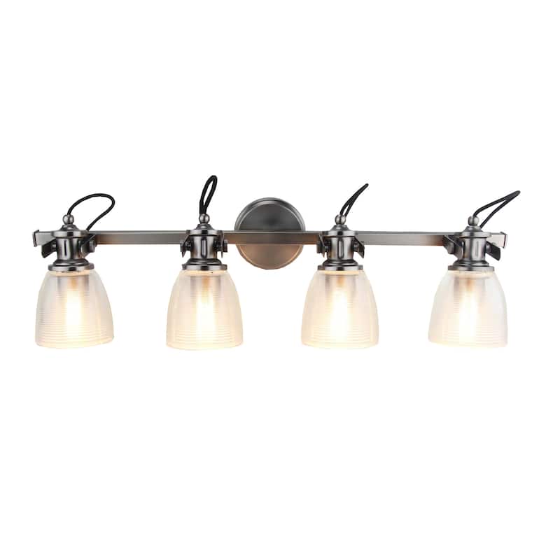4 Light vanity Lamp with Clear Horizontal Ribbed Glass - Brushed Nickel