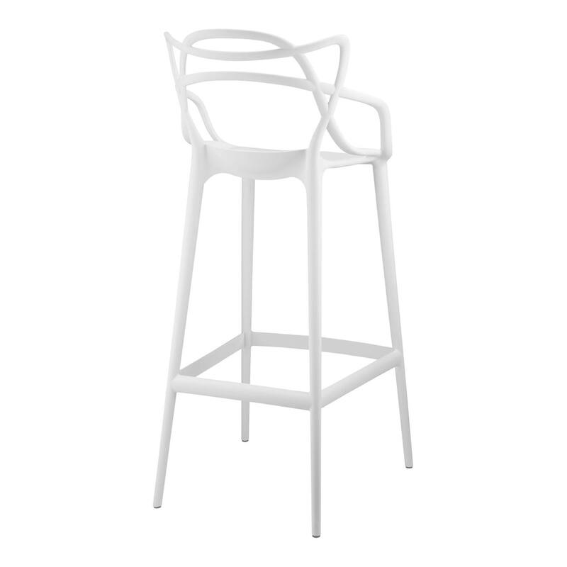Plastic Full Back Bar Height Chair with Arms, Footrest and Stackable Design - 21” x 19.5” x 43” (D x W x H)