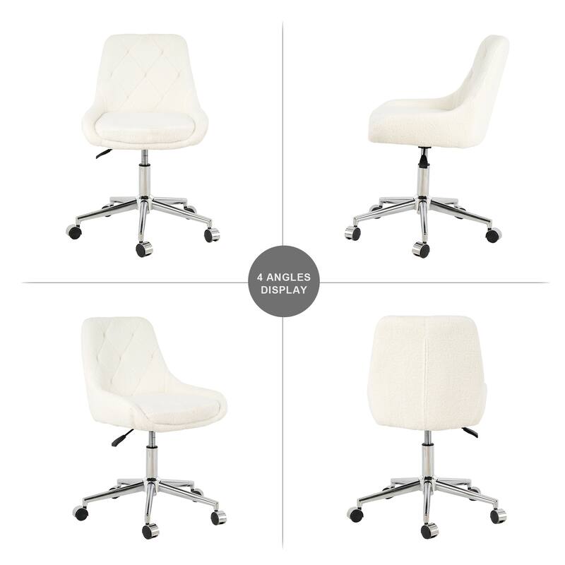 (set of 1)teddy fleece fabric with chrome legs chair,lift adjustment