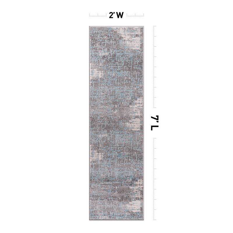 World Rug Gallery Distressed Abstract Design Blue Area Rug