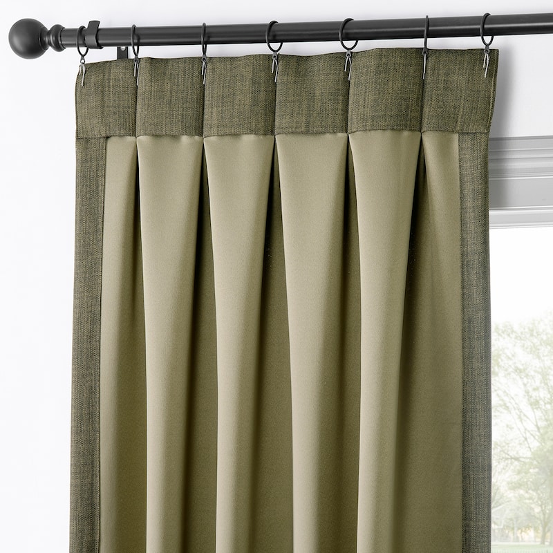 Exclusive Fabrics French Pleated Textured Faux Linen Room Darkening Curtains for Bedroom & Living Room Curtains Single Panel