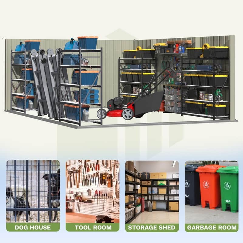 Patiowell 10' x 12' &10' x 14' Metal Outdoor Storage Shed with Floor Frame for Garden, Backyard, Patio