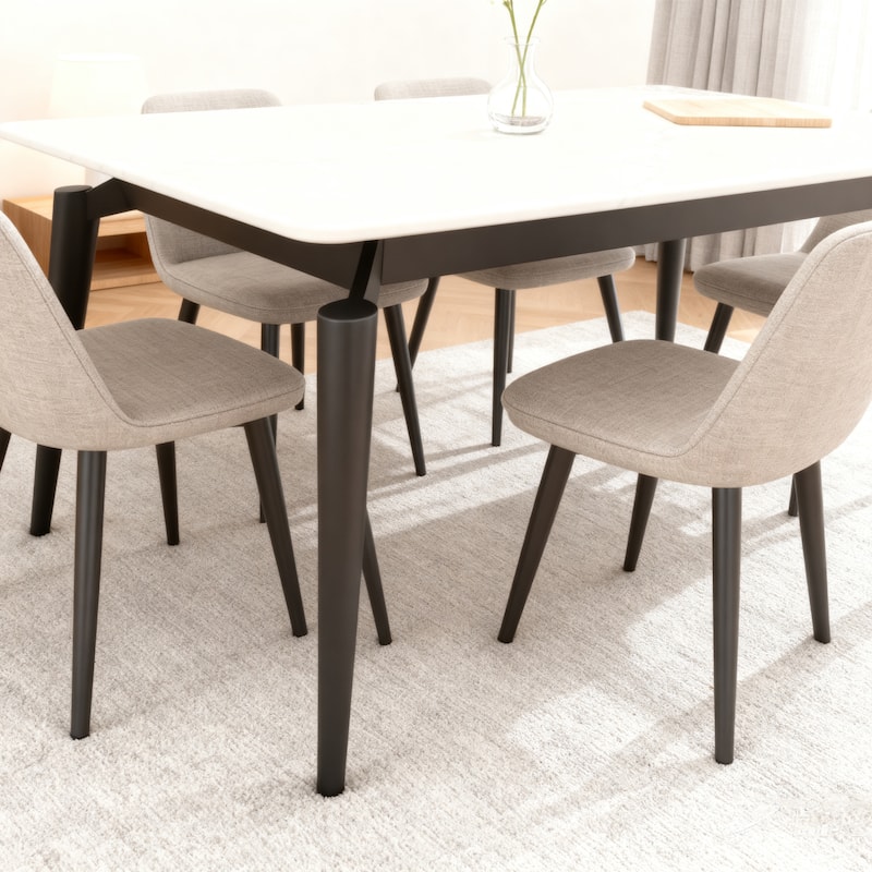 Sintered Stone Dining Table for 6, Rectangular Dining Table with Legs