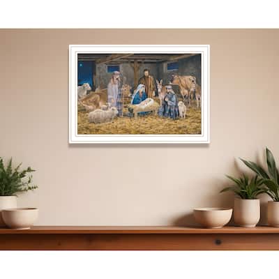 HomeRoots The Birth of Christ White Framed Wall Art