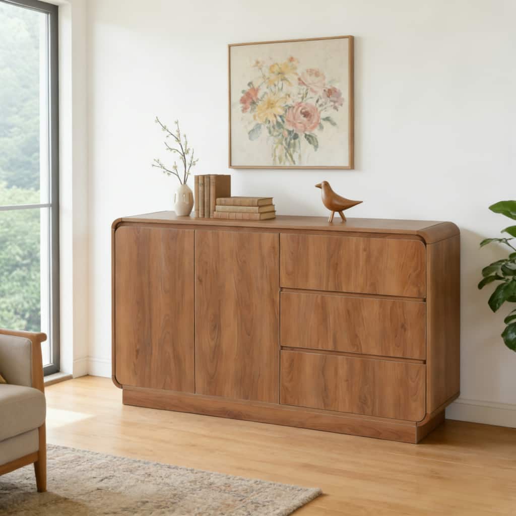 Christopher Knight Home - Modern Sideboard Buffet Cabinet with Soft-close Hinges & Deep Drawer Glides, Versatile Multi-Space Use