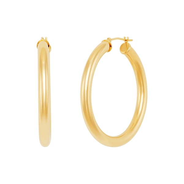 Welry 38 mm Tube Hoop Earrings in 14K Gold - Overstock - 31722100