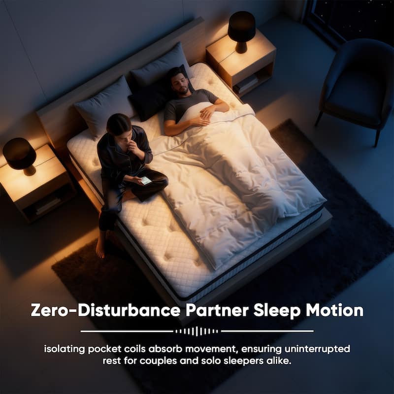 Pocassy 12" Hybrid Mattress Gel Memory Foam & Zone Pocket Coil Support