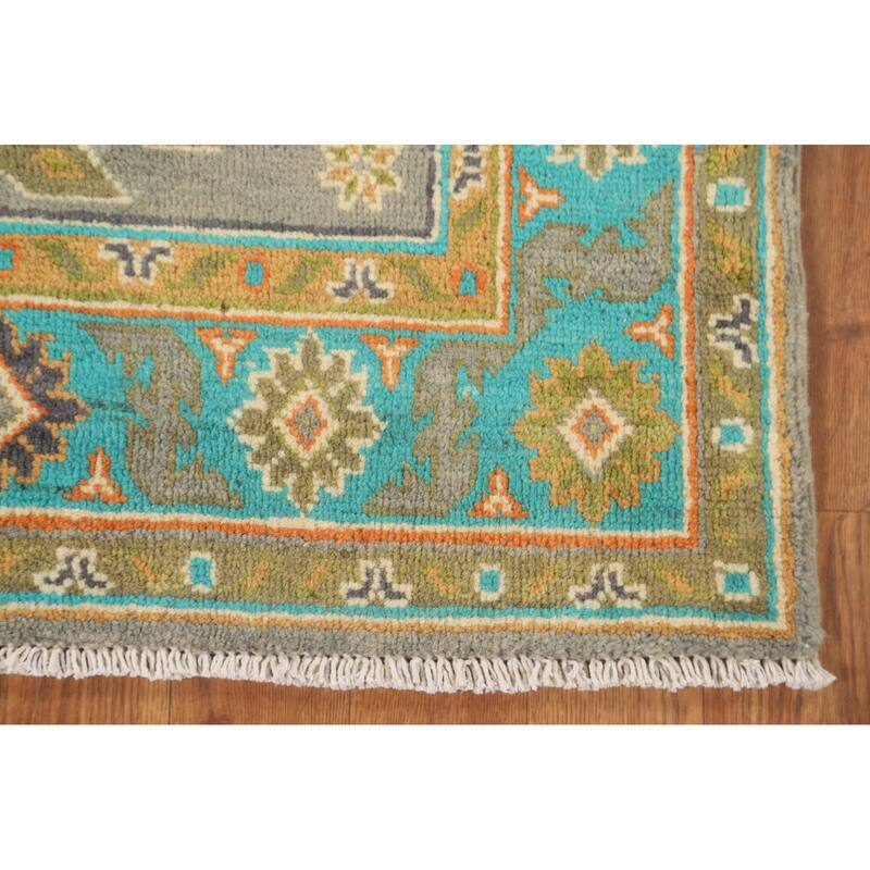 Geometric Grey Kazak Oriental Accent Rug Handmade Wool Carpet - 2'6" x 4'5"