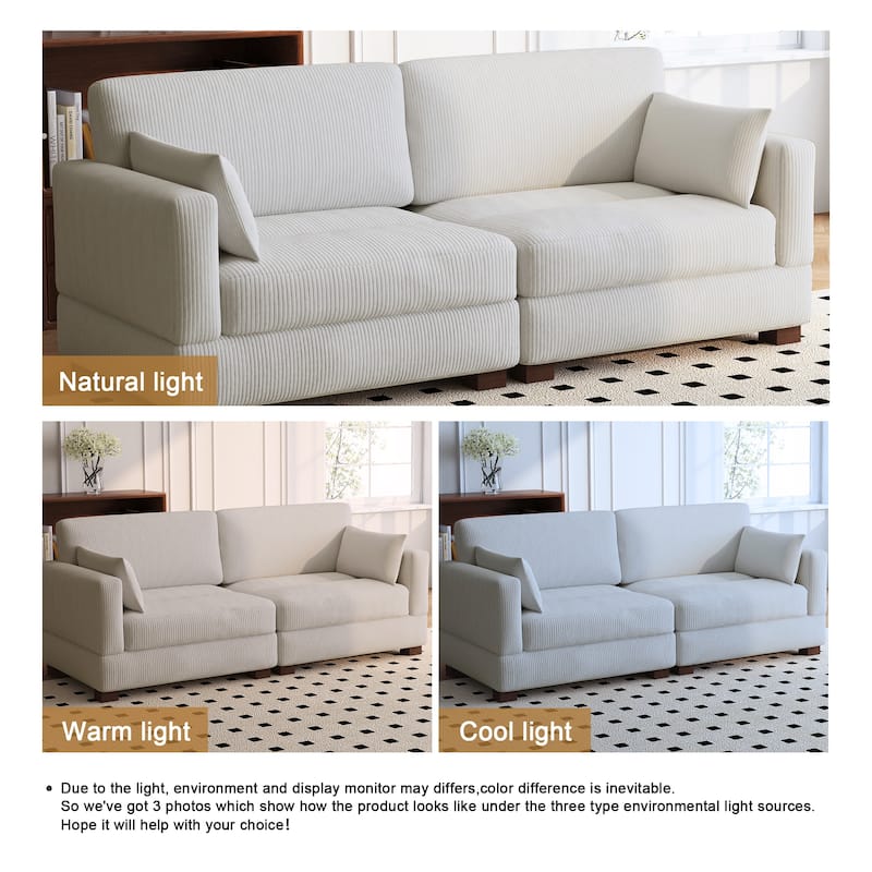 84.5″W Modern Corduroy Couch Modular Sofa