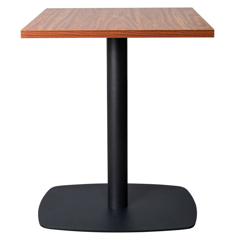 Vail Square Dining Table with 24 in. MDF Tabletop in Black Stainless Steel Square Base Accent Kitchen Table - Cognac Brown