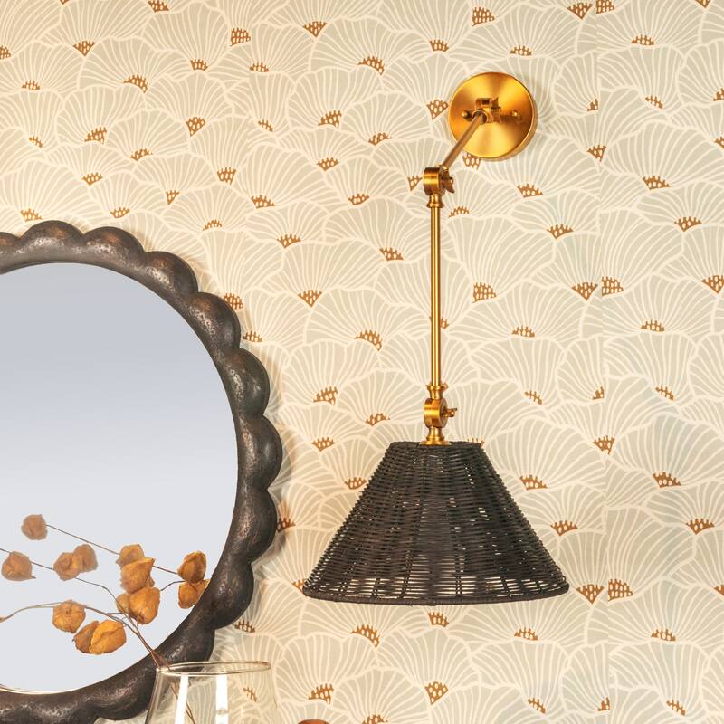 Adjustable Wall Sconce with Rattan Shade