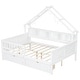 preview thumbnail 6 of 26, Full Size House Platform Bed with LED Light, 2 Drawers & Storage Shelves, Wooden House-Shaped Daybed Sofa Bedframe w/ Guardrail